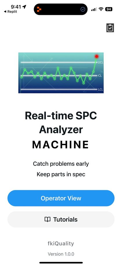 The start screen of SPC LIVE MACHINE with the Operator View button